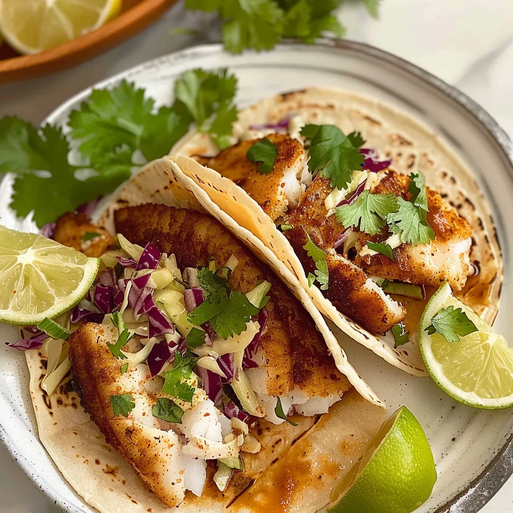 Air Fryer Fish Tacos with Cilantro Lime Slaw