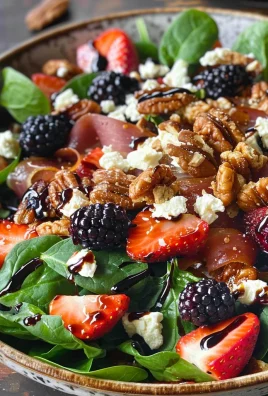 Berry Spinach Salad with Pecans, Feta, and Balsamic Glaze