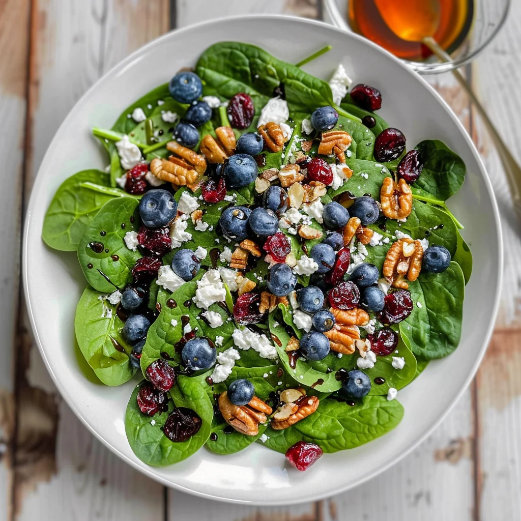 Blueberry Spinach Salad with Honey Balsamic Dressing