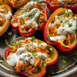 Buffalo Chicken Stuffed Peppers - Dairy Free & Low Carb