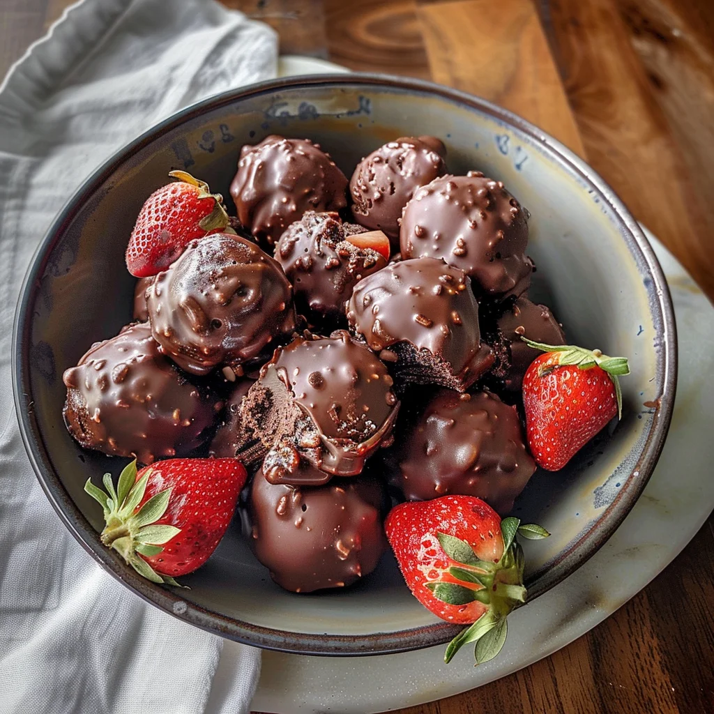 Chocolate Strawberry Frozen Yogurt Bites