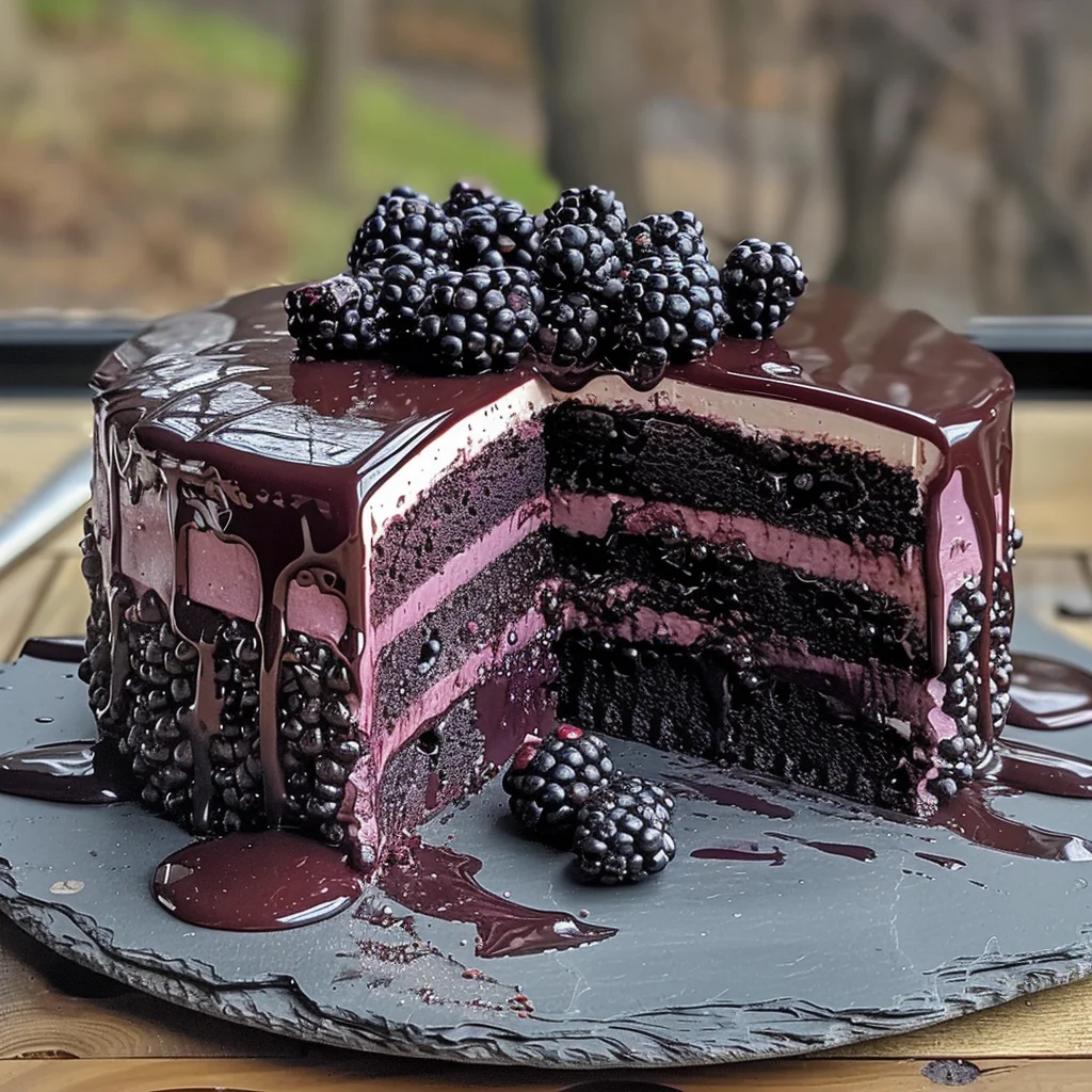 Decadent Blackberry Velvet Gothic Cake