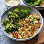 Grilled Chicken & Broccoli Bowls With Creamy Garlic Sauce Delight Your Taste Buds!