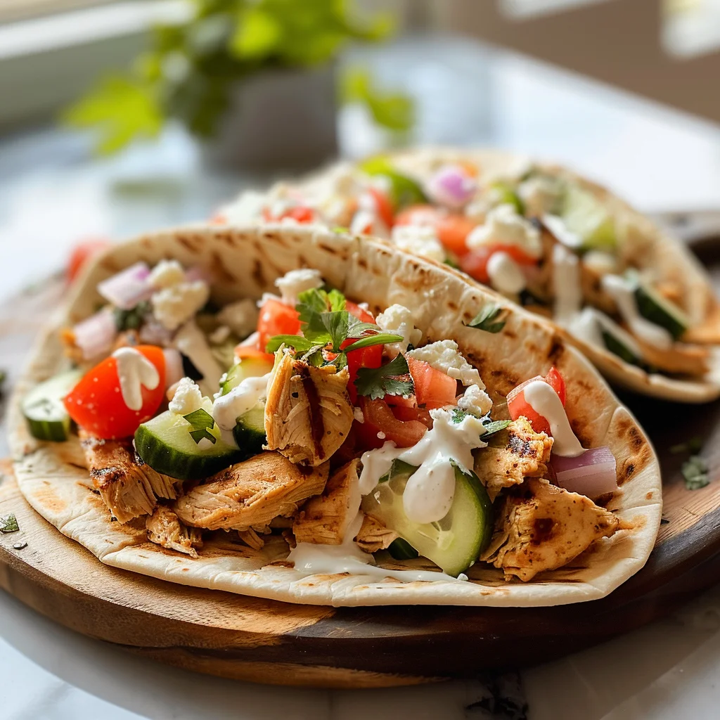 Mediterranean Chicken Pita Tacos