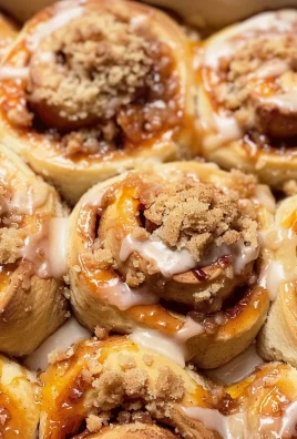 Peach Cobbler Cinnamon Rolls with Crumb Topping