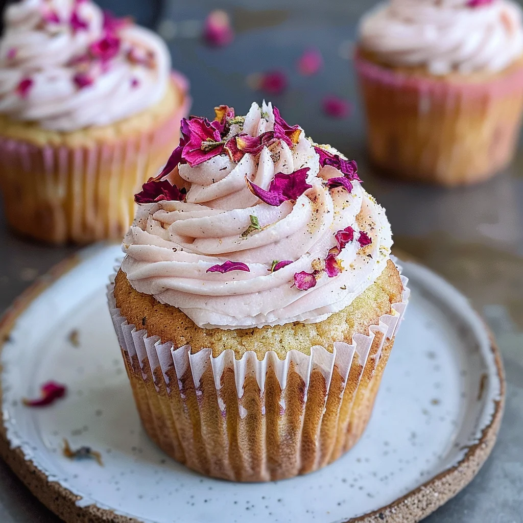 Vegan Cardamom Rose Cupcakes