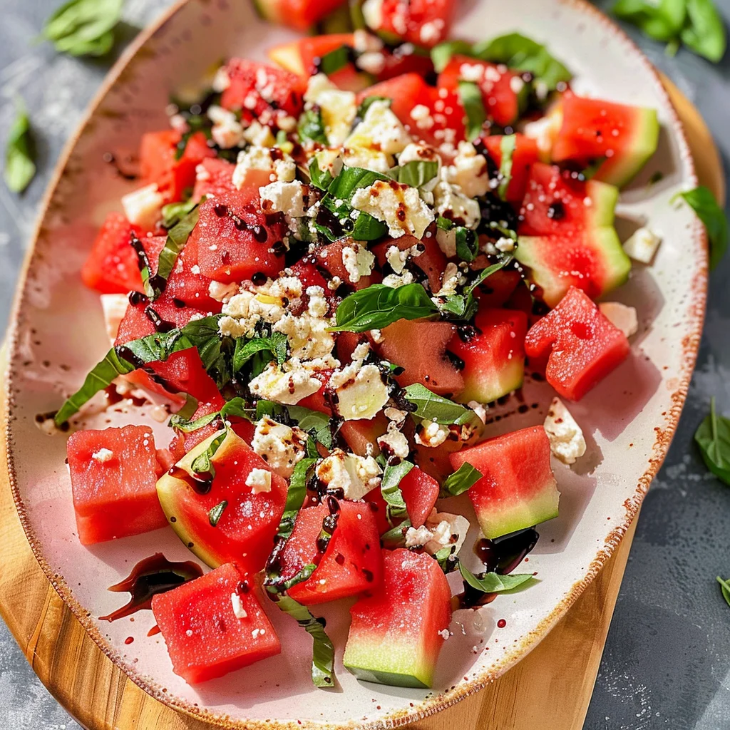 Watermelon Basil Feta Salad