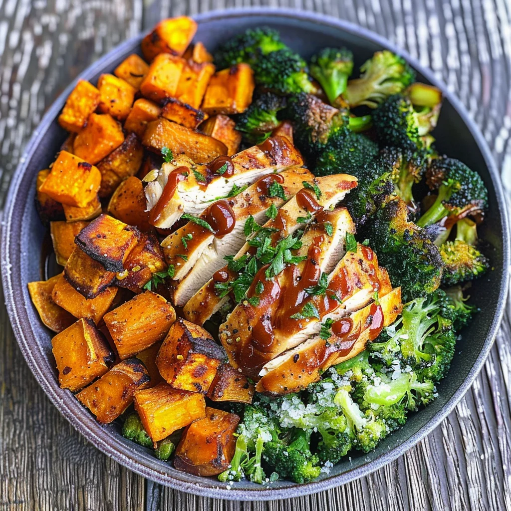 BBQ Chicken & Roasted Sweet Potato Bowls