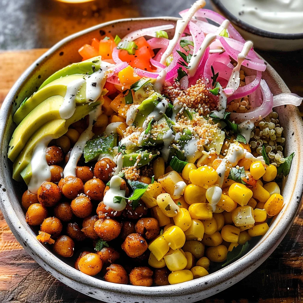 BBQ Ranch Chickpea Quinoa Bowls