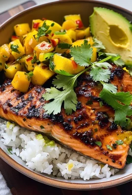 BBQ Salmon Bowls with Mango Avocado Salsa