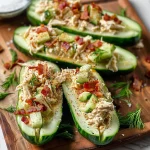 Bacon Ranch Chicken Salad Cucumber Boats