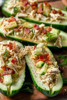 Bacon Ranch Chicken Salad Cucumber Boats