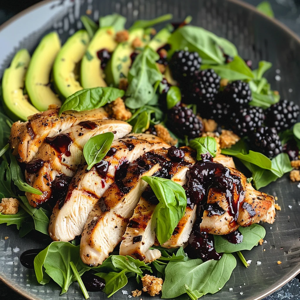 Blackberry Basil Grilled Chicken Salad