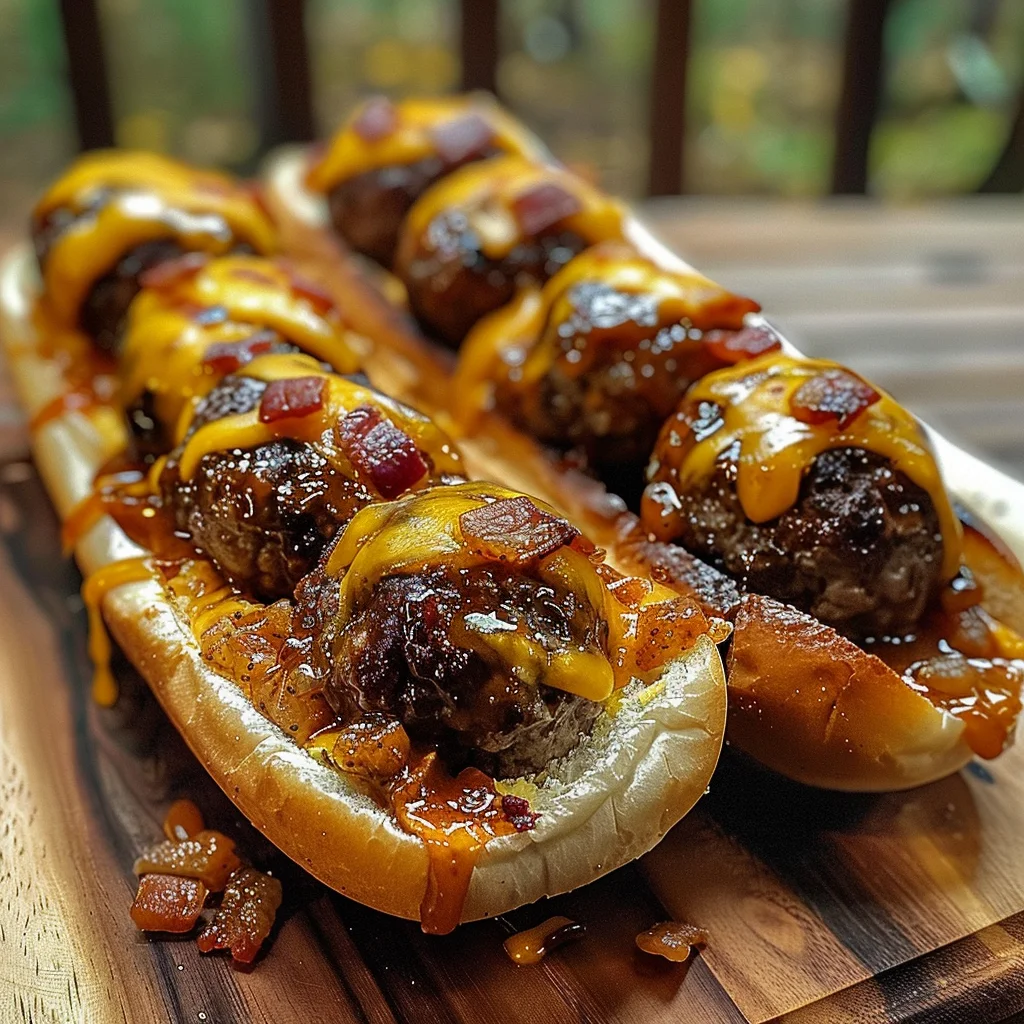 Bourbon BBQ Bacon Cheeseburger Meatball Subs Ready in 30 Minutes