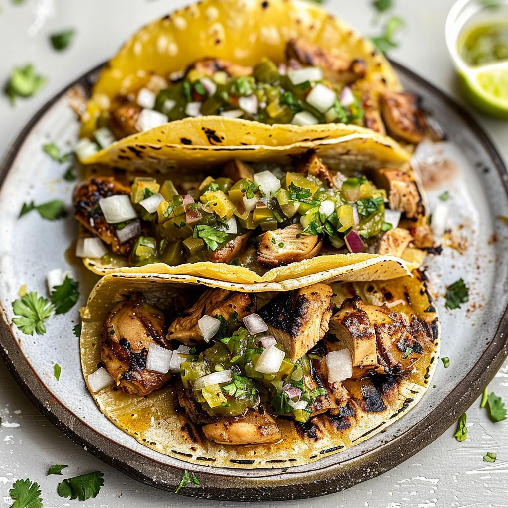 Charred Chile–Marinated Grilled Chicken Tacos