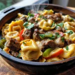 Cheesesteak Tortellini in Rich Provolone Sauce