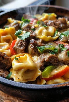 Cheesesteak Tortellini in Rich Provolone Sauce