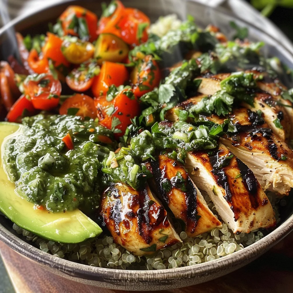Chimichurri Grilled Chicken Bowl with Garlic Sauce
