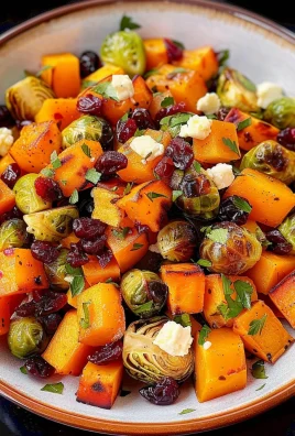 Cranberry-Glazed Roasted Butternut Squash, Brussels Sprouts, and Sweet Potato Salad