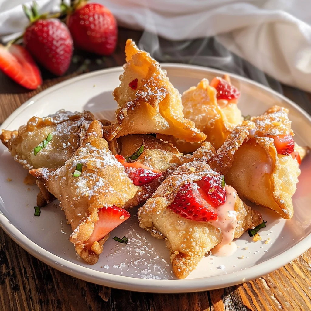 Deep-Fried Strawberry Cheesecake Stuffed Wonton Bites: Irresistibly Crispy!