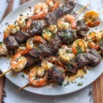 Grilled Steak and Shrimp Skewers with Garlic Butter