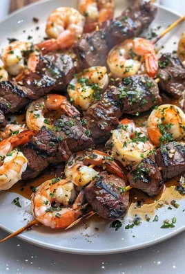 Grilled Steak and Shrimp Skewers with Garlic Butter