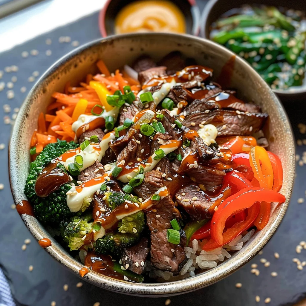 Korean BBQ Steak Rice Bowls with Spicy Cream Sauce: An Incredible Ultimate Recipe