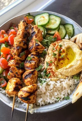 Mediterranean Bowl with Grilled Chicken Tawook Skewers