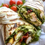 Pesto Chicken and Avocado Bacon Salad Wraps
