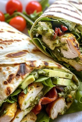 Pesto Chicken and Avocado Bacon Salad Wraps