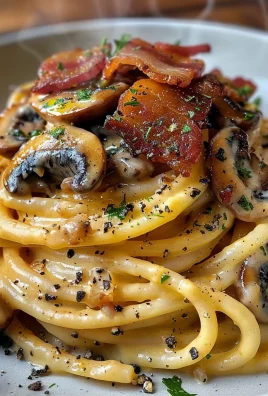 Pumpkin & Mushroom Spaghetti with Crispy Bacon