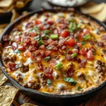 Sizzling Bacon Cheeseburger Queso Dip