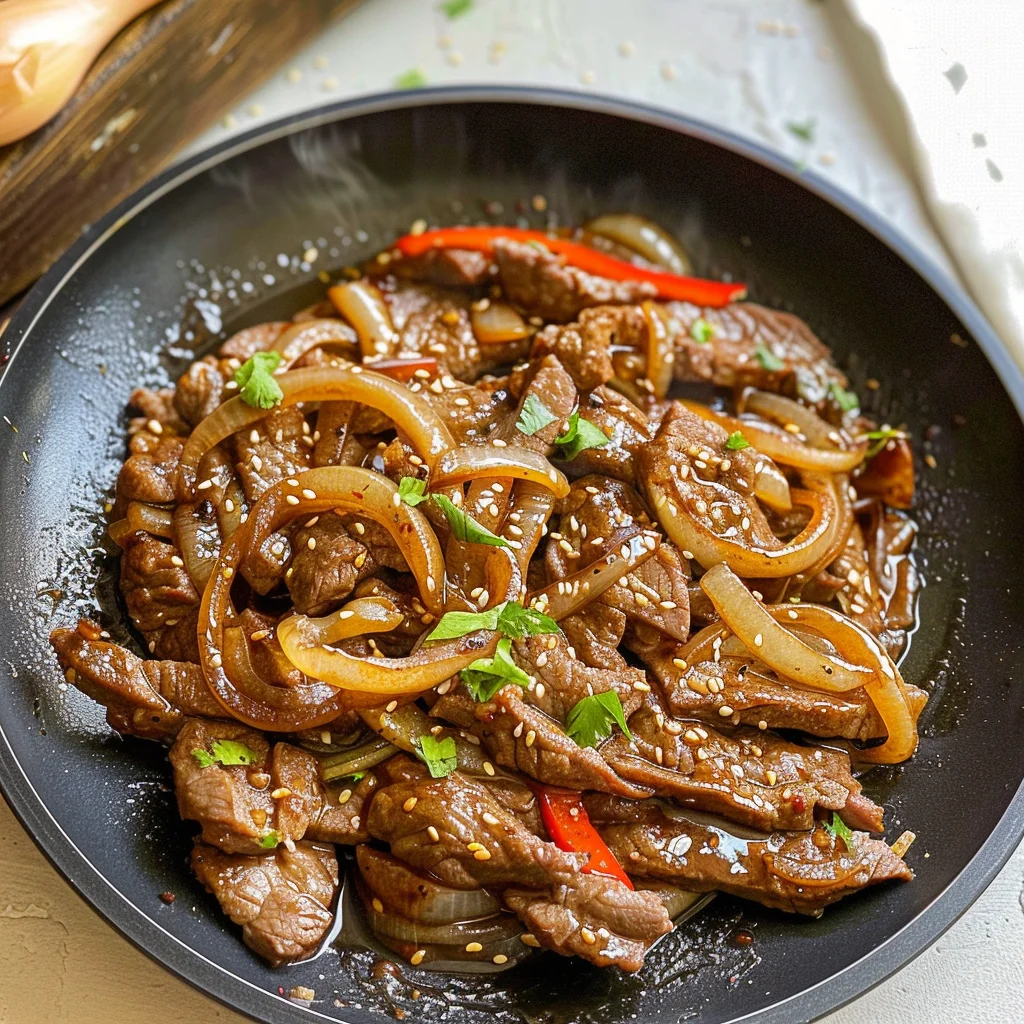Sizzling Chinese Pepper Steak with Onions