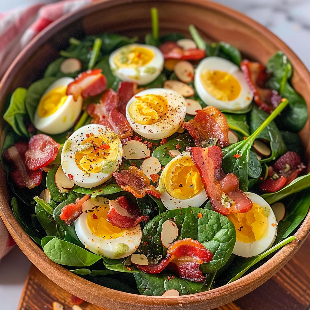 Spinach Salad with Bacon and Eggs