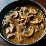 Steak and Ale Soup with Mushrooms