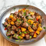 Whole30 Steak Bites with Sweet Potatoes and Peppers