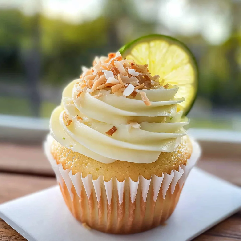 Coconut Cupcakes with Lime Buttercream Frosting