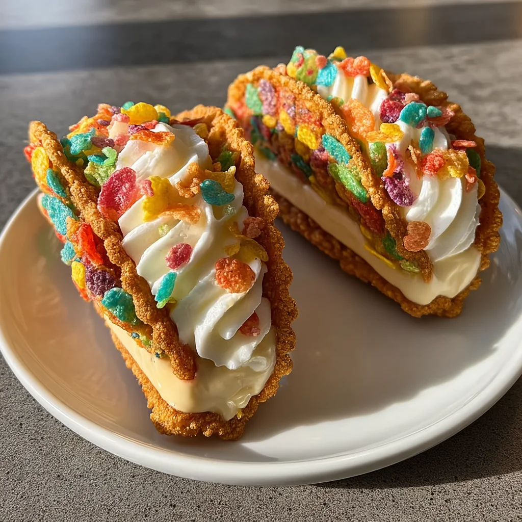 Fruity Pebbles Cheesecake Tacos