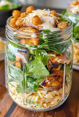 Grilled Chicken Caesar Pasta Salad Jars