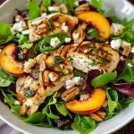 Grilled Chicken, Peach, Pecan and Goat Cheese Salad with Basil Vinaigrette