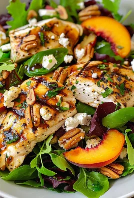 Grilled Chicken, Peach, Pecan and Goat Cheese Salad with Basil Vinaigrette