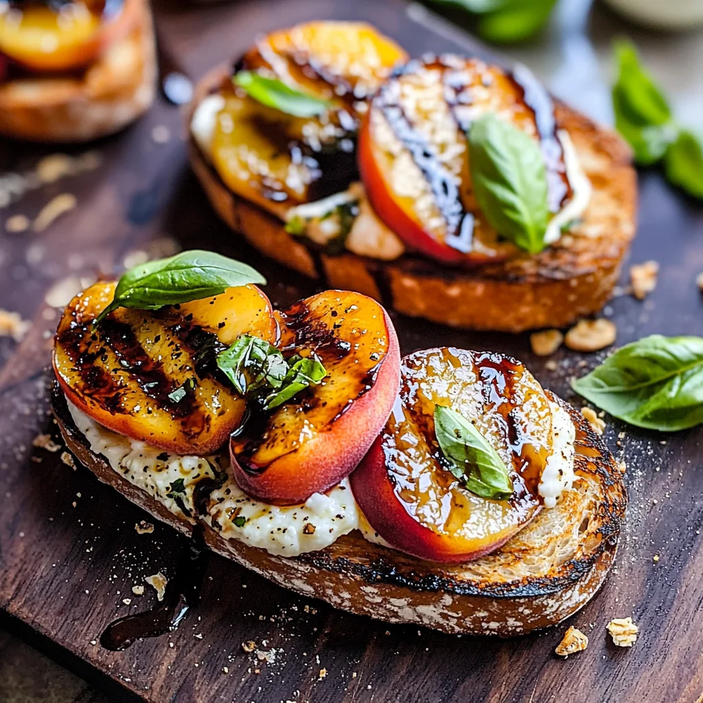 Grilled Peach and Burrata Crostini