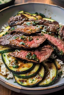 Grilled Steak Bowl with Creamy Sauce & Grilled Zucchini