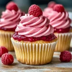 Raspberry Cupcakes with Raspberry Filling and Russian Buttercream