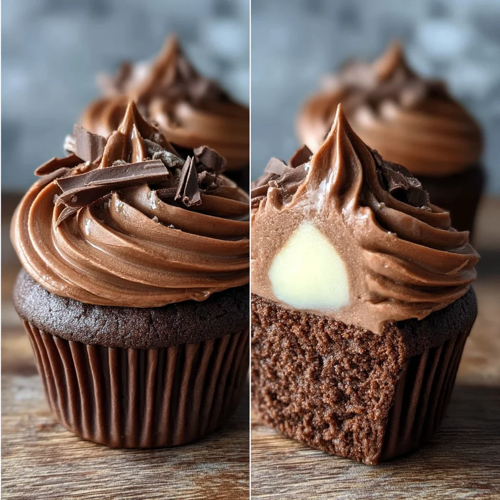 Swirled Chocolate Cupcakes with Creamy Chocolate Filling