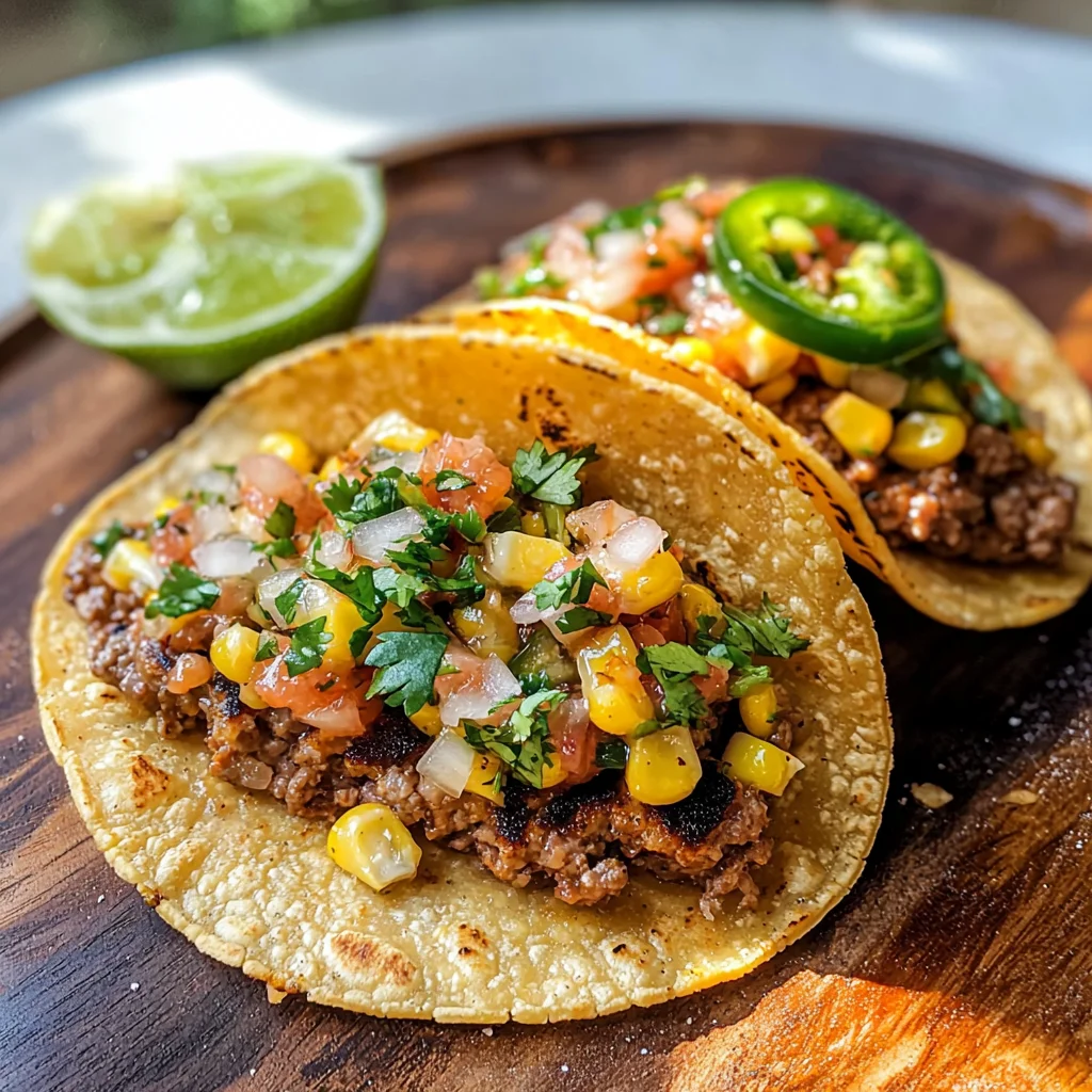 Street Corn Smash Burger Tacos